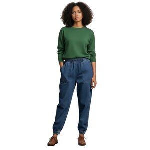 Fashion Nova Never Looking Back Denim Joggers Size M Medium Blue Wash